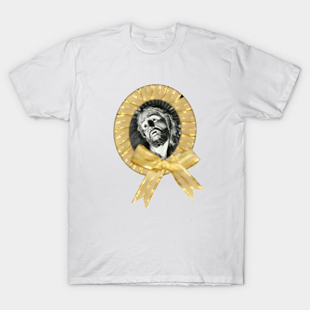 Jesus Christ in a frame with a golden bow T-Shirt by Marccelus